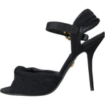 Dolce & Gabbana Black Suede Embellished Heels Sandals Shoes LA10791-38.5