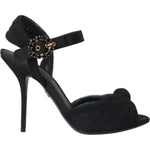 Dolce & Gabbana Black Suede Embellished Heels Sandals Shoes LA10791-38.5