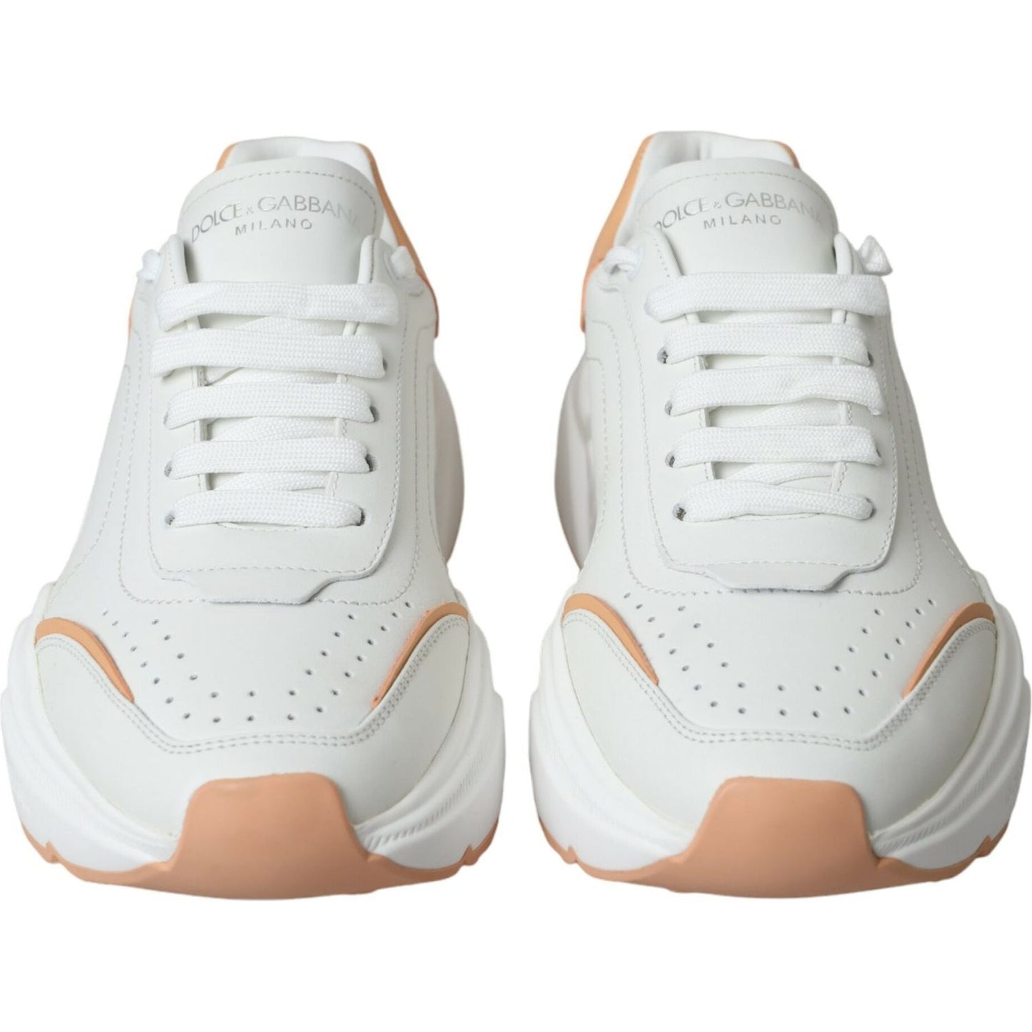Dolce & Gabbana White Peach DAYMASTER Leather Sneakers Shoes LA10703-39.5