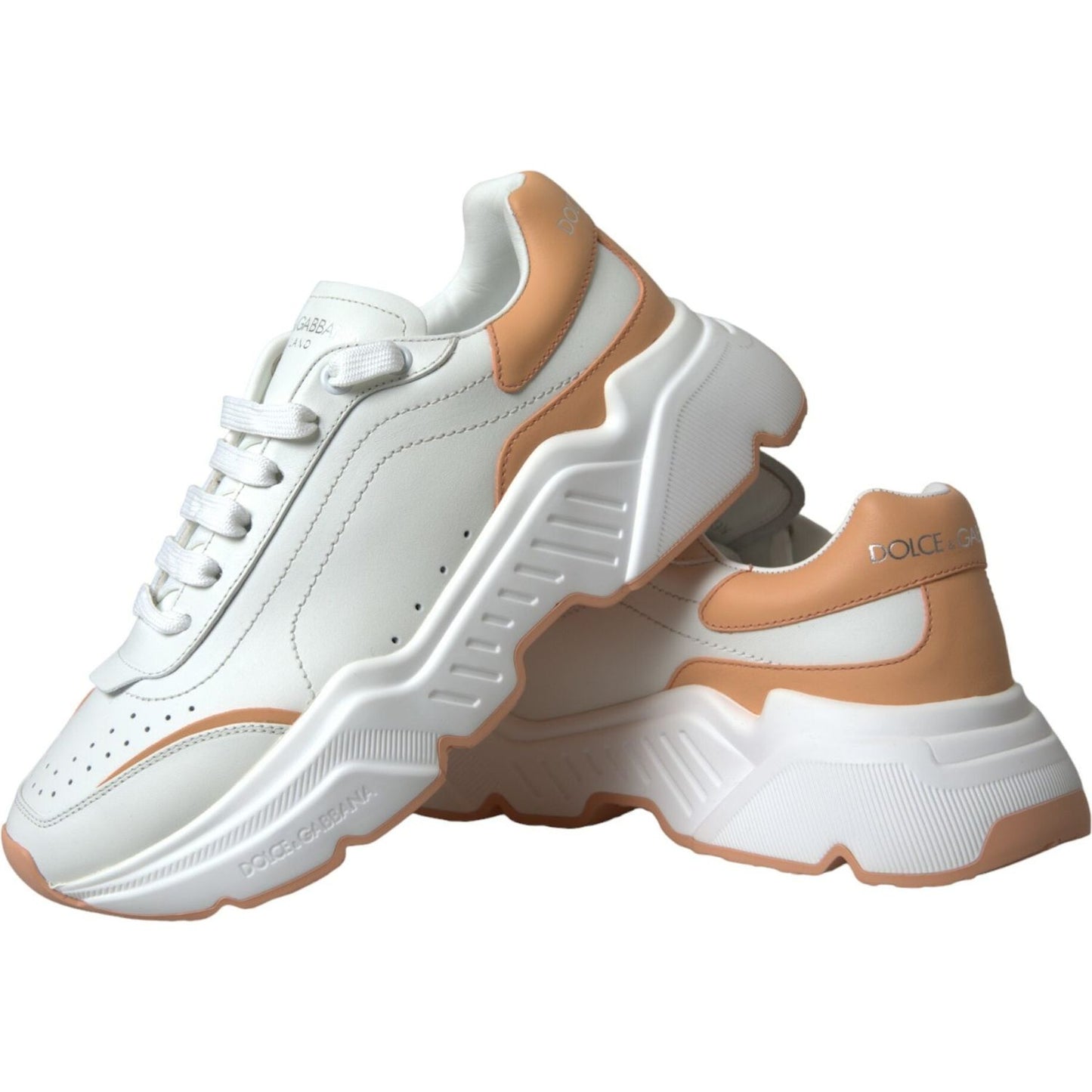 Dolce & Gabbana White Peach DAYMASTER Leather Sneakers Shoes LA10703-39.5