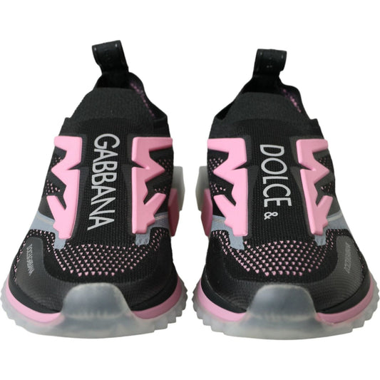 Dolce & Gabbana Black Pink Slip On Sorrento Sneakers Shoes LA10939-39.5