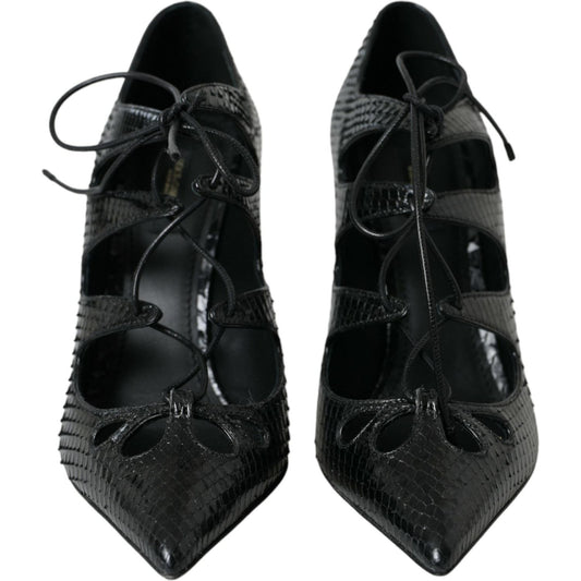 Dolce & Gabbana Black Python Leather Mary Jane Pumps Shoes LA10758-39