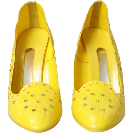 Dolce & Gabbana Yellow Crystal CINDERELLA Heels Pumps Shoes LA10770-40