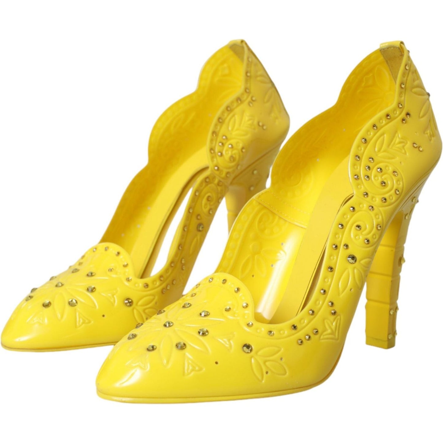 Dolce & Gabbana Yellow Crystal CINDERELLA Heels Pumps Shoes LA10770-40
