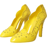 Dolce & Gabbana Yellow Crystal CINDERELLA Heels Pumps Shoes LA10770-40