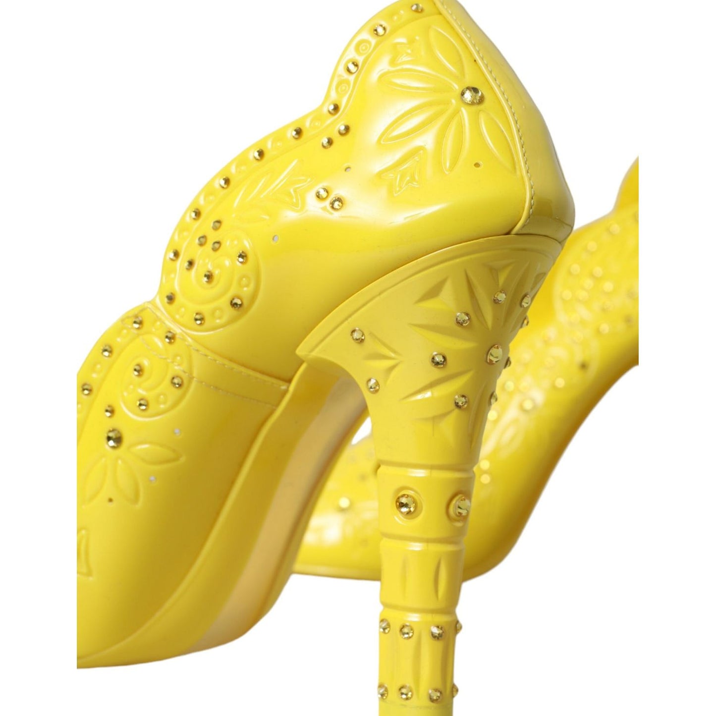 Dolce & Gabbana Yellow Crystal CINDERELLA Heels Pumps Shoes LA10770-40