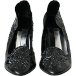 Dolce & Gabbana Black Crystal CINDERELLA Heels Pumps Shoes LA10809-40