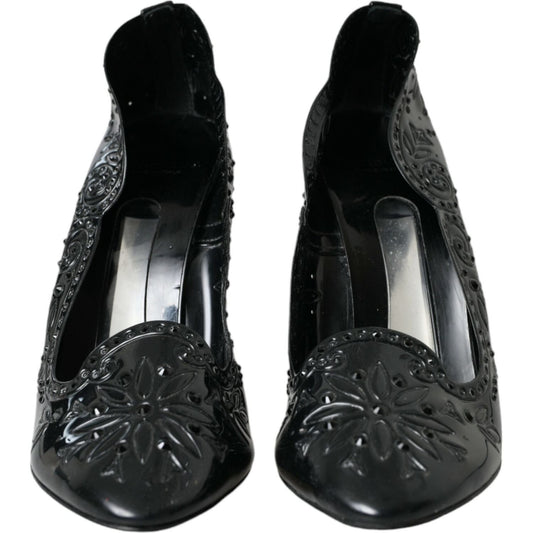 Dolce & Gabbana Black Crystal CINDERELLA Heels Pumps Shoes LA10809-40