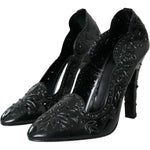 Dolce & Gabbana Black Crystal CINDERELLA Heels Pumps Shoes LA10809-40