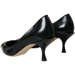 Dolce & Gabbana Black Leather BOOM Patch Heels Pumps Shoes LA10859-39