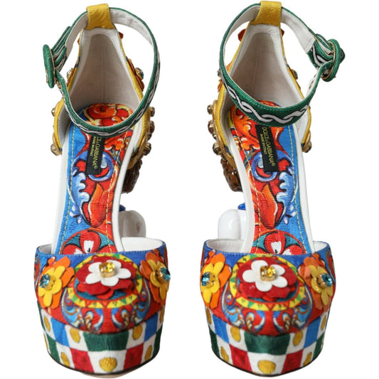 Dolce & Gabbana Multicolor Carretto Embellished Sandals Shoes LA10702-37