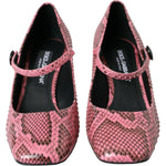 Dolce & Gabbana Pink Python Leather Mary Jane Heels Shoes Dolce & Gabbana Black