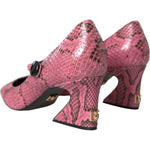Dolce & Gabbana Pink Python Leather Mary Jane Heels Shoes Dolce & Gabbana Maroon