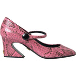Dolce & Gabbana Pink Python Leather Mary Jane Heels Shoes Dolce & Gabbana Rosy Brown