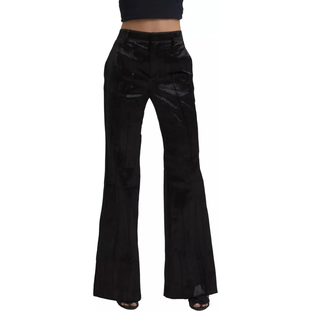Dsquared² Black Viscose Super Flare High Waist Pants PAN74479-38
