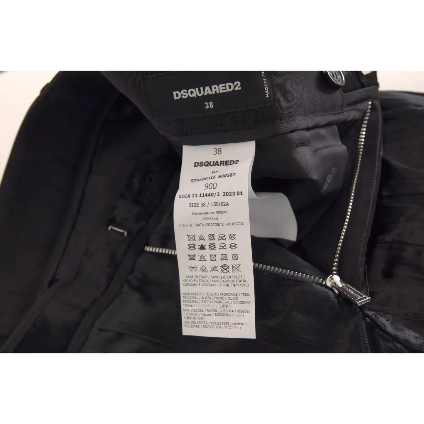 Dsquared² Black Viscose Super Flare High Waist Pants PAN74479-38