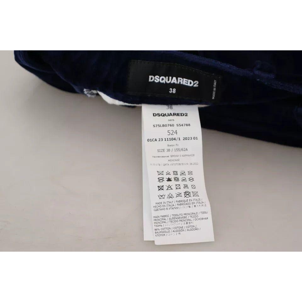 Dsquared² Blue Ruffles HighWaist Cotton Denim Boston Fit Pants PAN74524-38