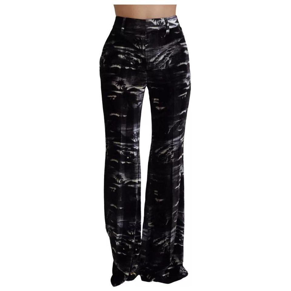 Dsquared² Black Printed High Waist Super Flare Pants PAN74525-38