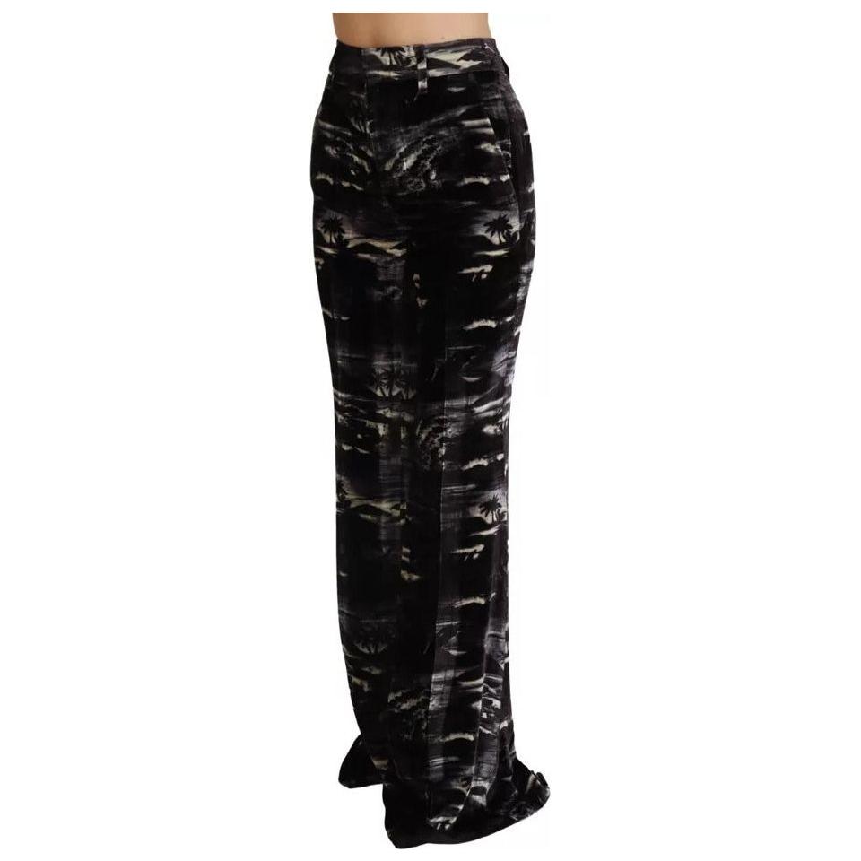 Dsquared² Black Printed High Waist Super Flare Pants PAN74525-38