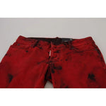 Dsquared² Red Low Waist Cotton Stretch Skinny Pants PAN74494-38