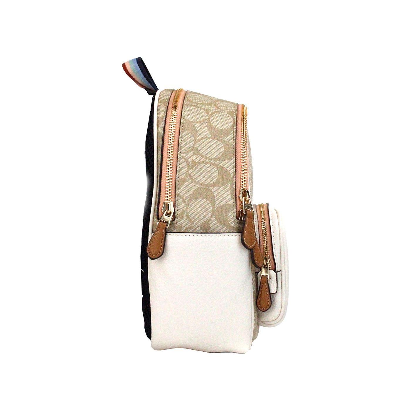 COACH Mini Court Signature Pear Motif Shoulder Backpack Bookbag Bag Chalk Taffy