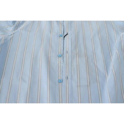 Dolce & Gabbana Blue Striped Silk Formal Dress MARTINI Shirt
