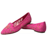 Dolce & Gabbana Pink Taormina Lace Slip On Flats Shoes