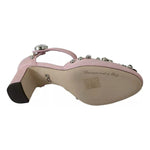 Dolce & Gabbana Pink Brocade Crystal Lily Ankle Strap Shoes LA8269-37
