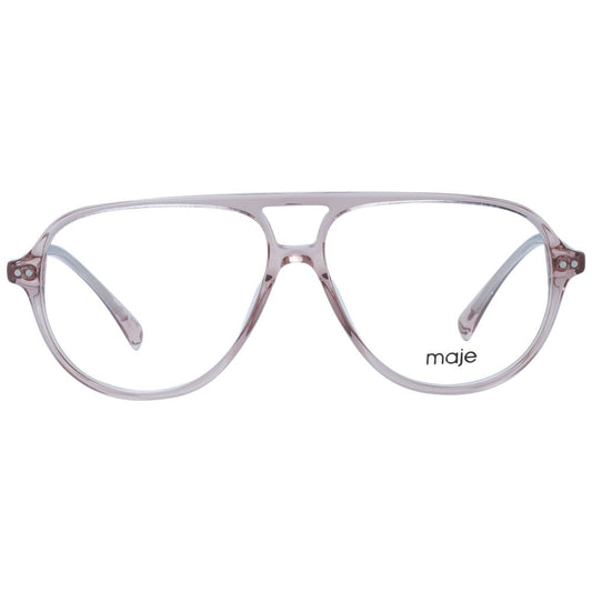 Maje Beige Women Glasses Frame in acetate, full-rim aviator style with demo lenses, includes branded case, size 55-12-140.