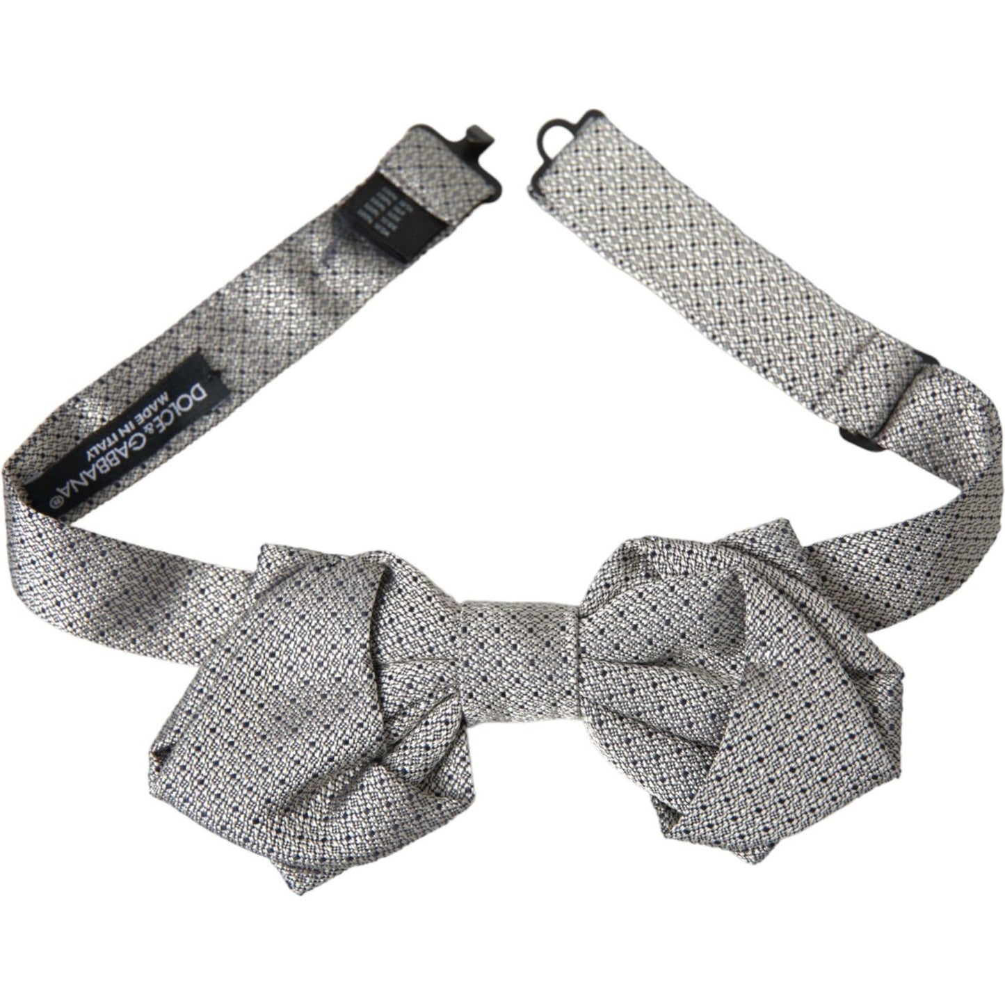 Dolce & Gabbana Gray Silk Adjustable Neck Men Bow Tie