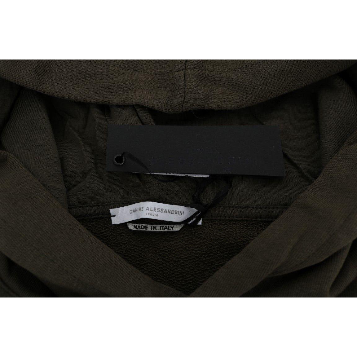 Daniele Alessandrini Green Pullover Hodded Cotton Sweater