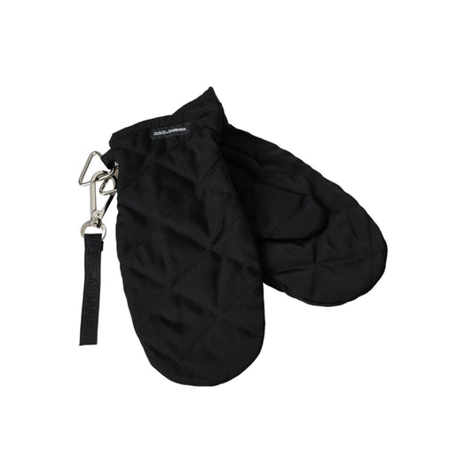 Dolce & Gabbana Black Quilted Nylon Wrist Length Mitten Gloves