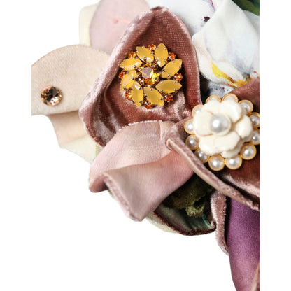 Dolce & Gabbana Blue Floral Motif Turban Head Hat Women