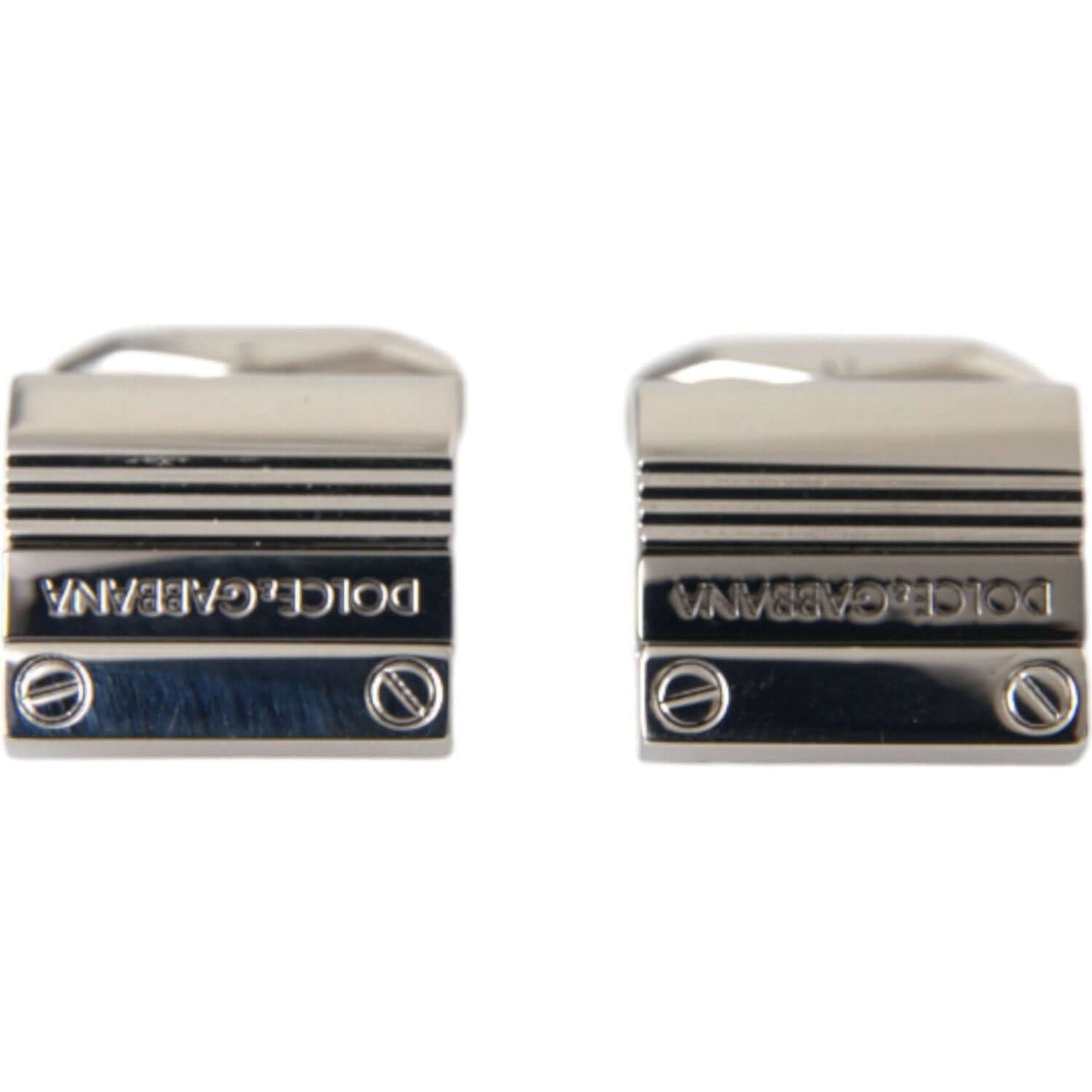 Dolce & Gabbana Silver Plated Metal Brass DG Logo Pin Cufflinks SMY10208