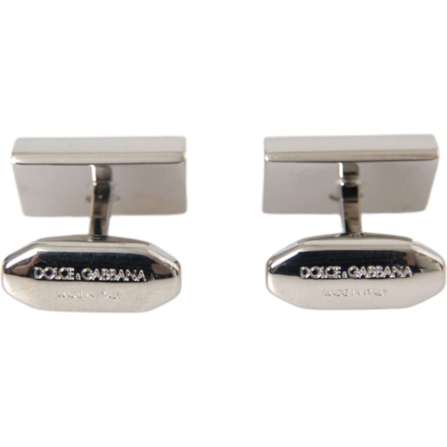 Dolce & Gabbana Silver Plated Metal Brass DG Logo Pin Cufflinks SMY10208