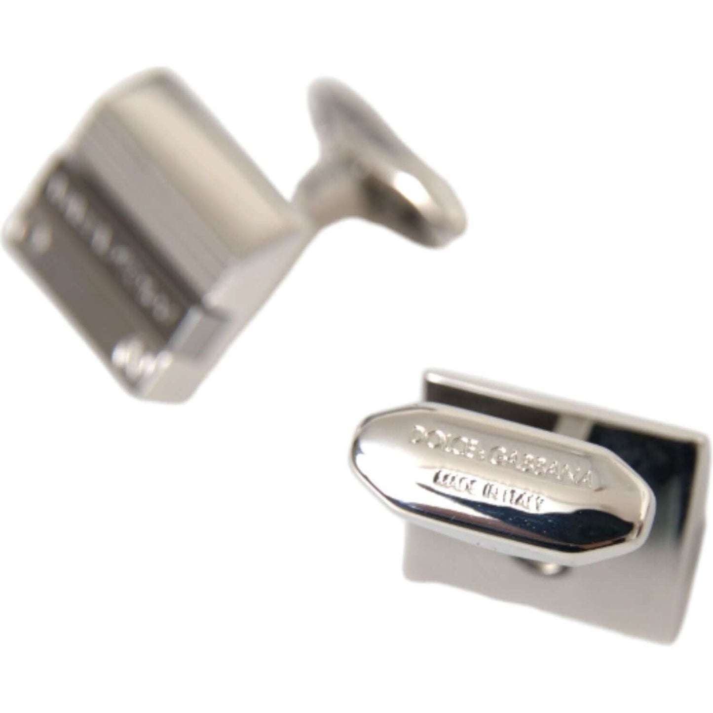 Dolce & Gabbana Silver Plated Metal Brass DG Logo Pin Cufflinks SMY10208