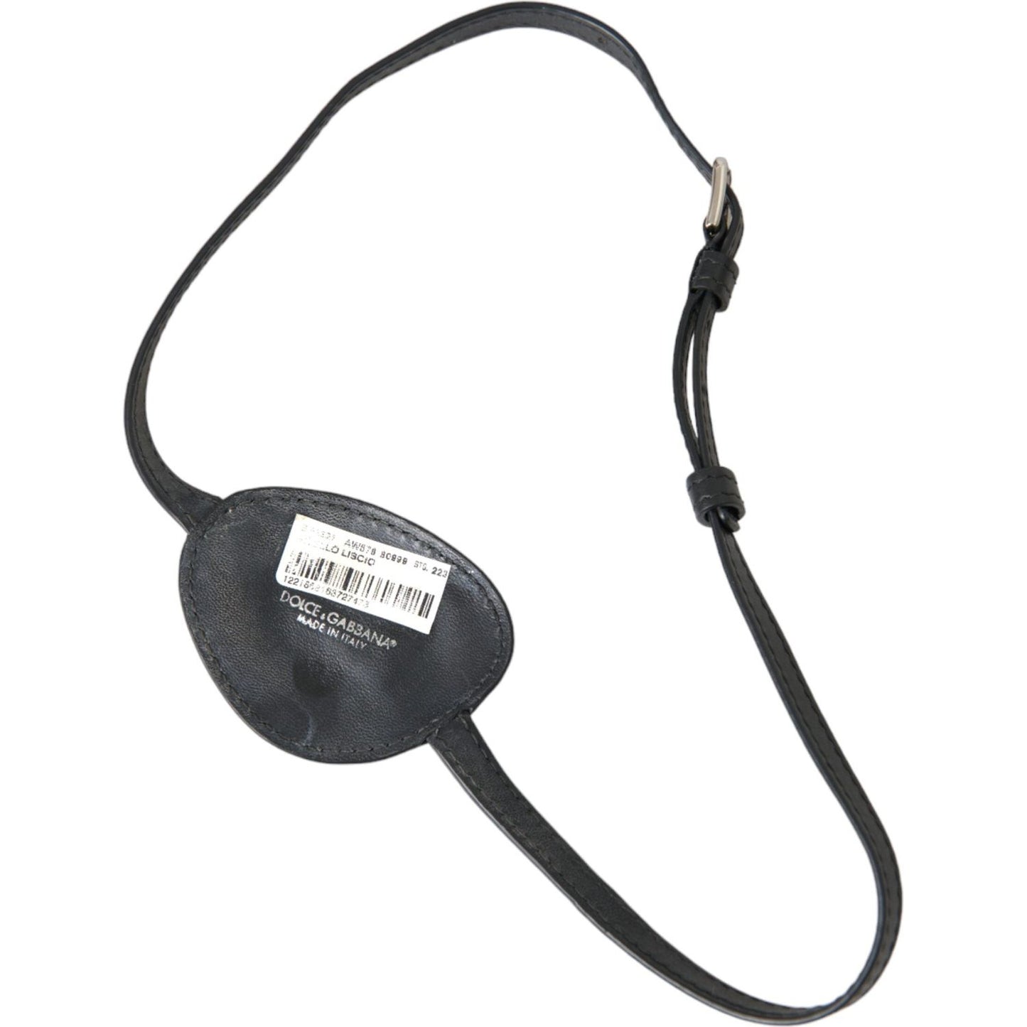Dolce & Gabbana Black Calfskin Leather Metal DG Logo Eye Patch