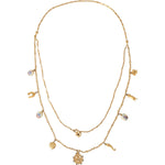Dolce & Gabbana Gold Tone Chain Brass Charm Statement Sicily Necklace Necklace Dolce & Gabbana Bisque