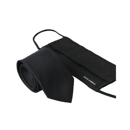 Dolce & Gabbana Black 100% Silk Adjustable Necktie Face Mask
