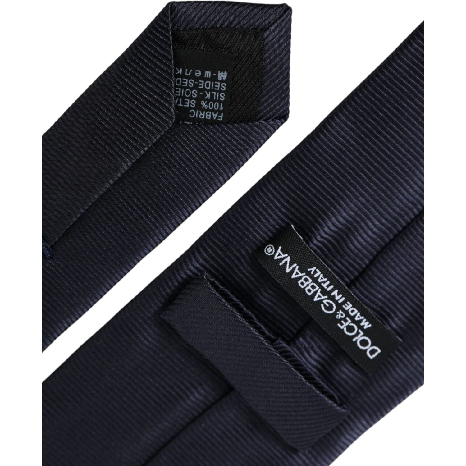 Dolce & Gabbana Blue Solid Silk Adjustable Tie Men