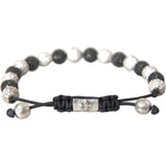 Nialaya CZ Crystal Ball Black White Beaded Bracelet SMY10254-M