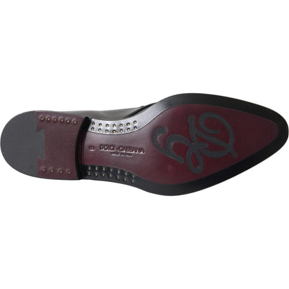 Dolce & Gabbana Black Leather Derby Formal Dress Men Shoes