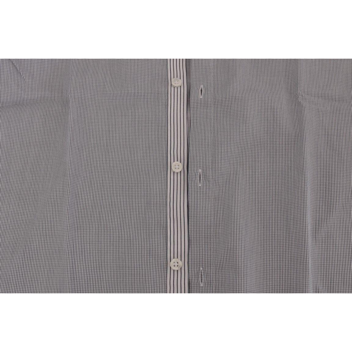 Frankie Morello White Blue Check Casual Cotton Regular Fit Shirt