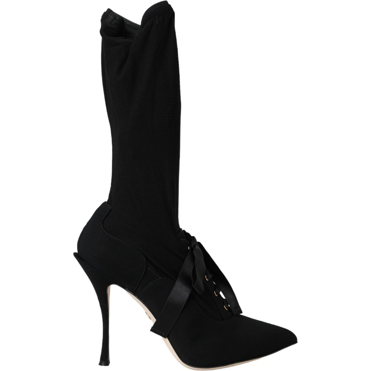Dolce & Gabbana Black Stiletto Heels Mid Calf Boots Shoes