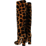 Dolce & Gabbana Brown Giraffe Velvet Leather Boots Shoes LA11142-36