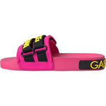 Dolce & Gabbana Pink Black Logo Beachwear Flats Sandals Shoes