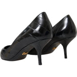 Dolce & Gabbana Black Eel Leather Kitten Heels Pumps Shoes LA11200-39