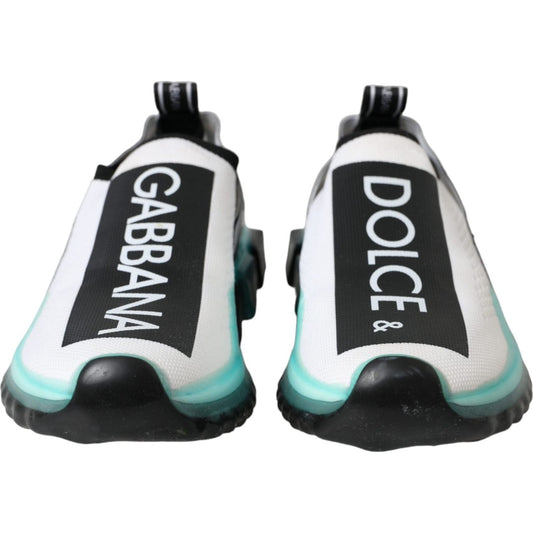 Dolce & Gabbana Black White Blue Slip On Sorrento Sneakers Shoes LA11104-35.5