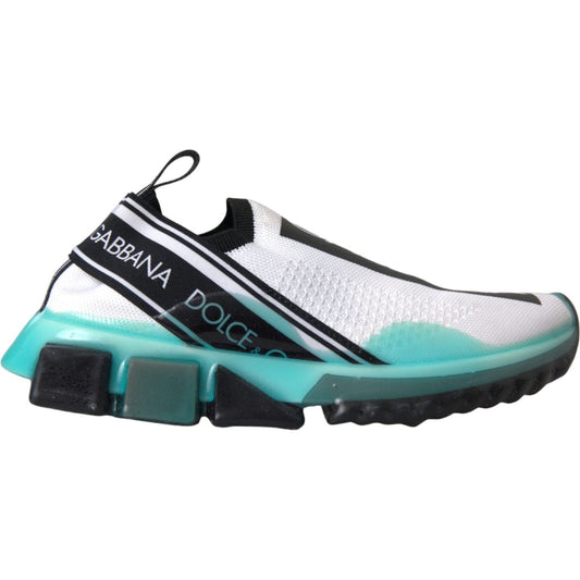 Dolce & Gabbana Black White Blue Slip On Sorrento Sneakers Shoes LA11104-35.5