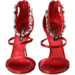 Dolce & Gabbana Red Keira Satin Crystals Sandals Heels Shoes LA11221-35